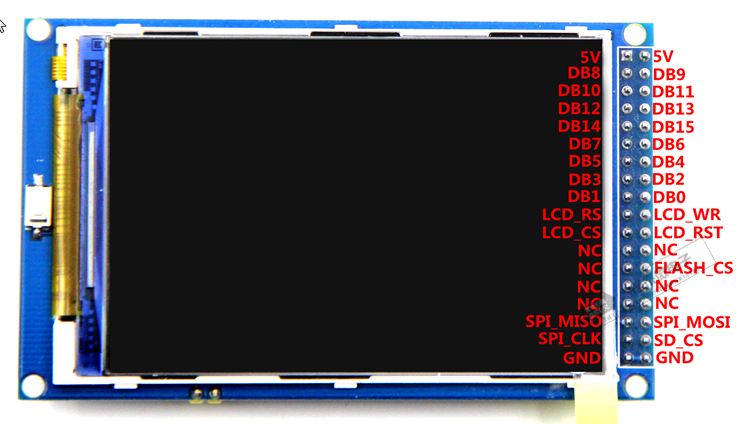 TFT LCD โมดูล 320x480 สี3.5นิ้วต่อกับArduinoUNO/mega2560 ได้เลย